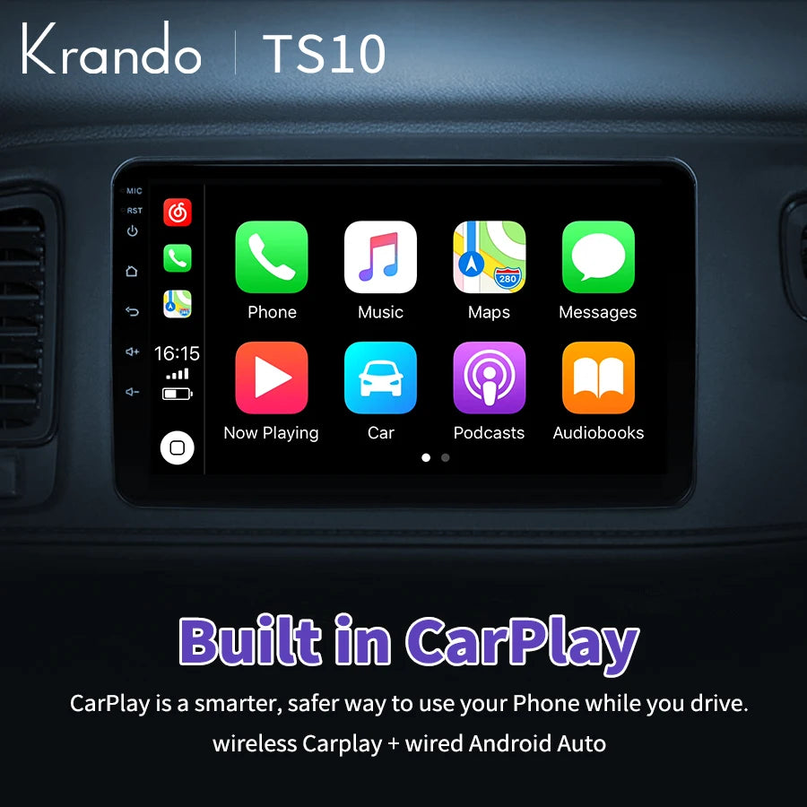 Krando 9" Car Navigation System for Honda HRV HR-V Vezal 2013 - 2019 Android Screen 4G WIFI Online Offline Map Wireless Carplay