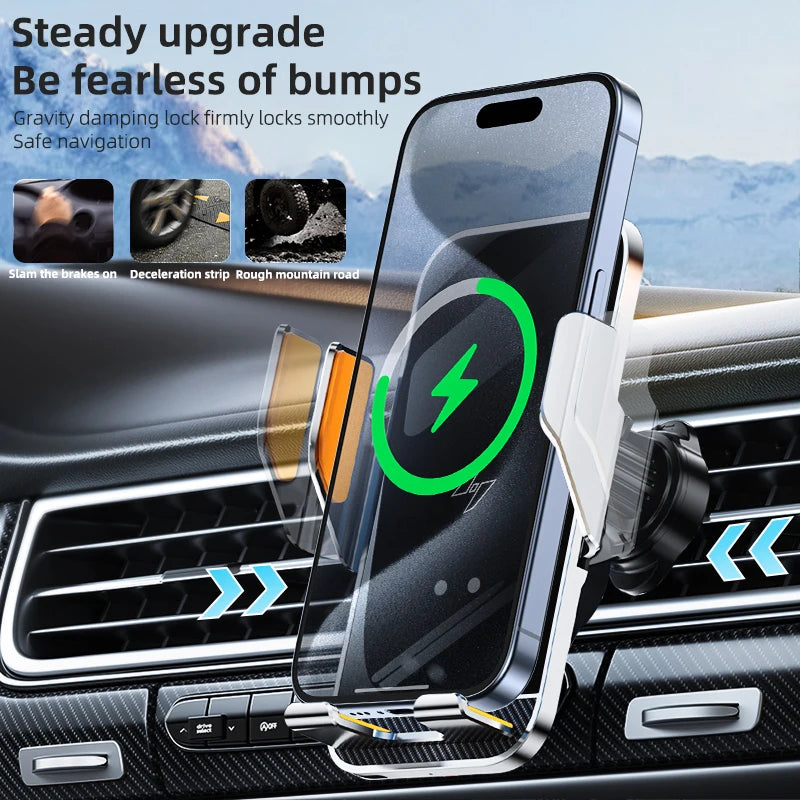 Wholesale Customized Infrared Sensing Intelligent Charging Car Wireless Charger 15W Fast Phone Holder for Iphones 15 Pro Max