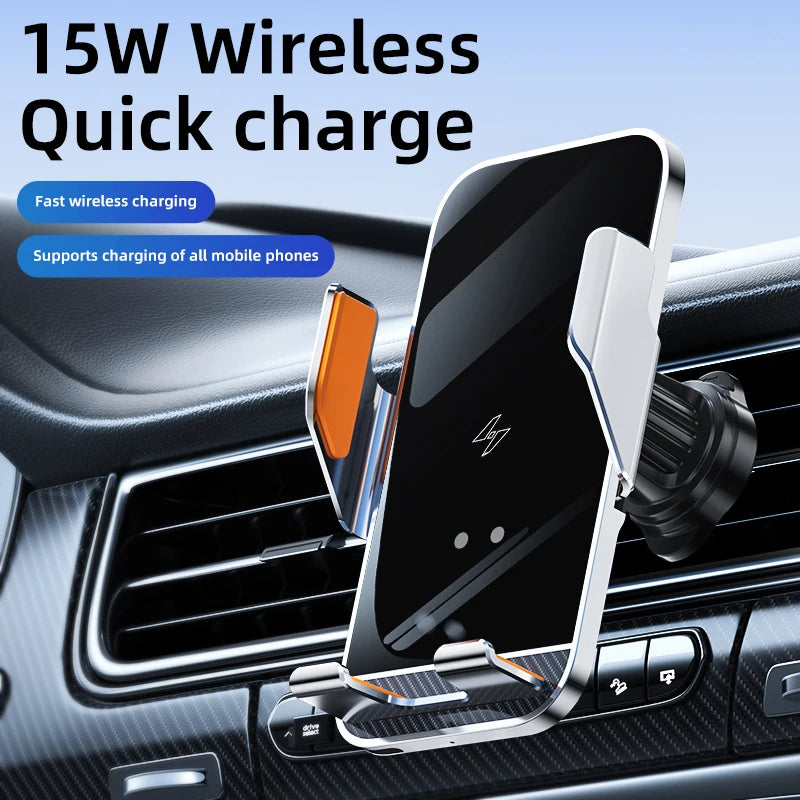 Wholesale Customized Infrared Sensing Intelligent Charging Car Wireless Charger 15W Fast Phone Holder for Iphones 15 Pro Max