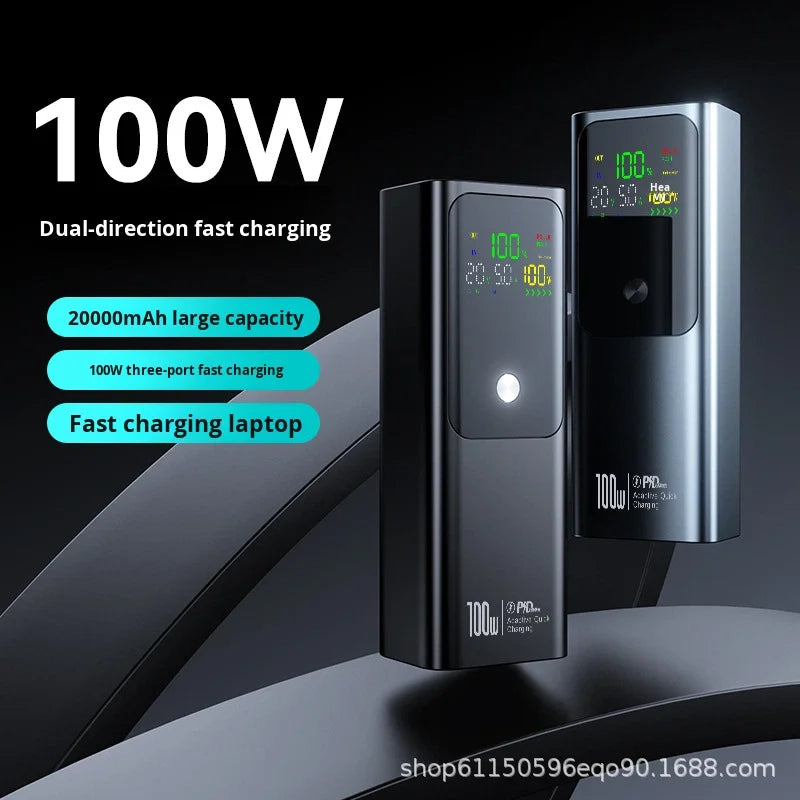 Alloy 20000mAh Super Fast Charging Magnetic Laptop/Notebook Power Bank with 100W Output Universal Socket Battery Digital Display