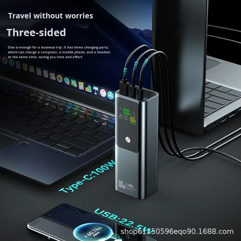 Alloy 20000mAh Super Fast Charging Magnetic Laptop/Notebook Power Bank with 100W Output Universal Socket Battery Digital Display