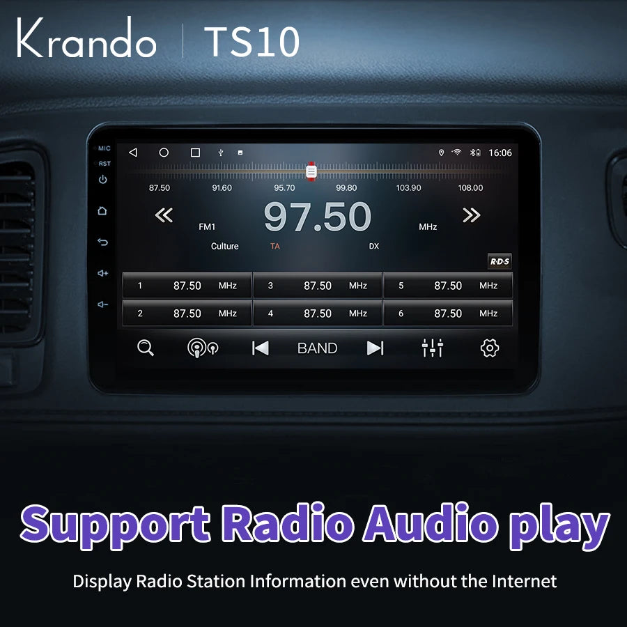 Krando 9" Car Navigation System for Honda HRV HR-V Vezal 2013 - 2019 Android Screen 4G WIFI Online Offline Map Wireless Carplay