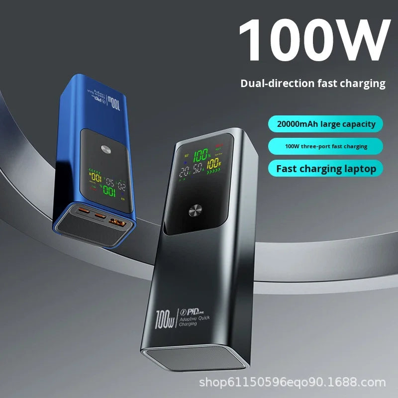 Alloy 20000mAh Super Fast Charging Magnetic Laptop/Notebook Power Bank with 100W Output Universal Socket Battery Digital Display
