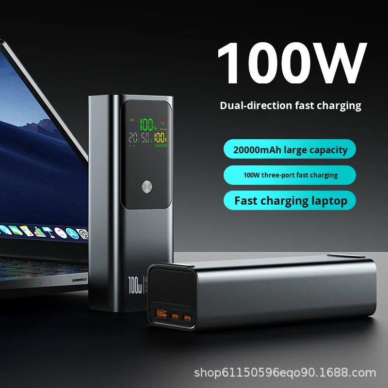 Alloy 20000mAh Super Fast Charging Magnetic Laptop/Notebook Power Bank with 100W Output Universal Socket Battery Digital Display