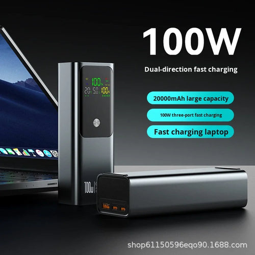 Alloy 20000mAh Super Fast Charging Magnetic Laptop/Notebook Power Bank with 100W Output Universal Socket Battery Digital Display