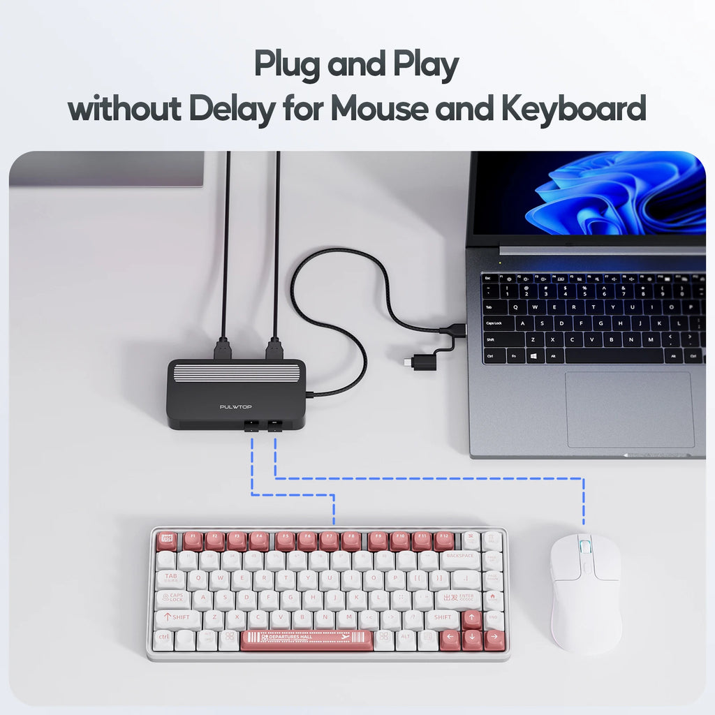 PULWTOP USB C Docking Station Dual 4K60Hz Display for MacBook M1/M2/M3/M4/Windows DisplayPort or HDMI, 2 USB-A 2.0, Ethernet