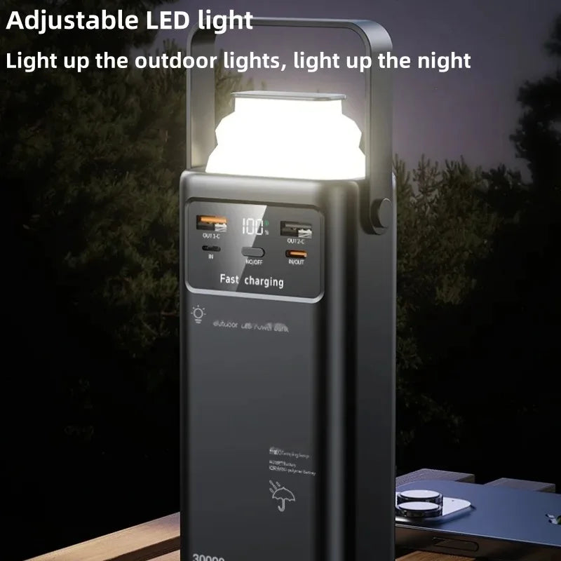 Portable Outdoor Li-Polymer Battery Power Bank 20000mah 20W Fast Charging 2 Cable LED Display Flashlight QC3.0 PD 22.5W Type-C