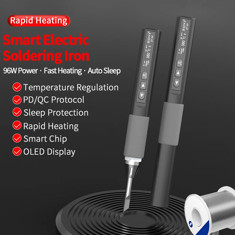 ZT-N1 96W USB Powered Smart Electric Soldering Iron Adjustable Heating Power Rapid Heating Portable OLED Display Pen 5S
