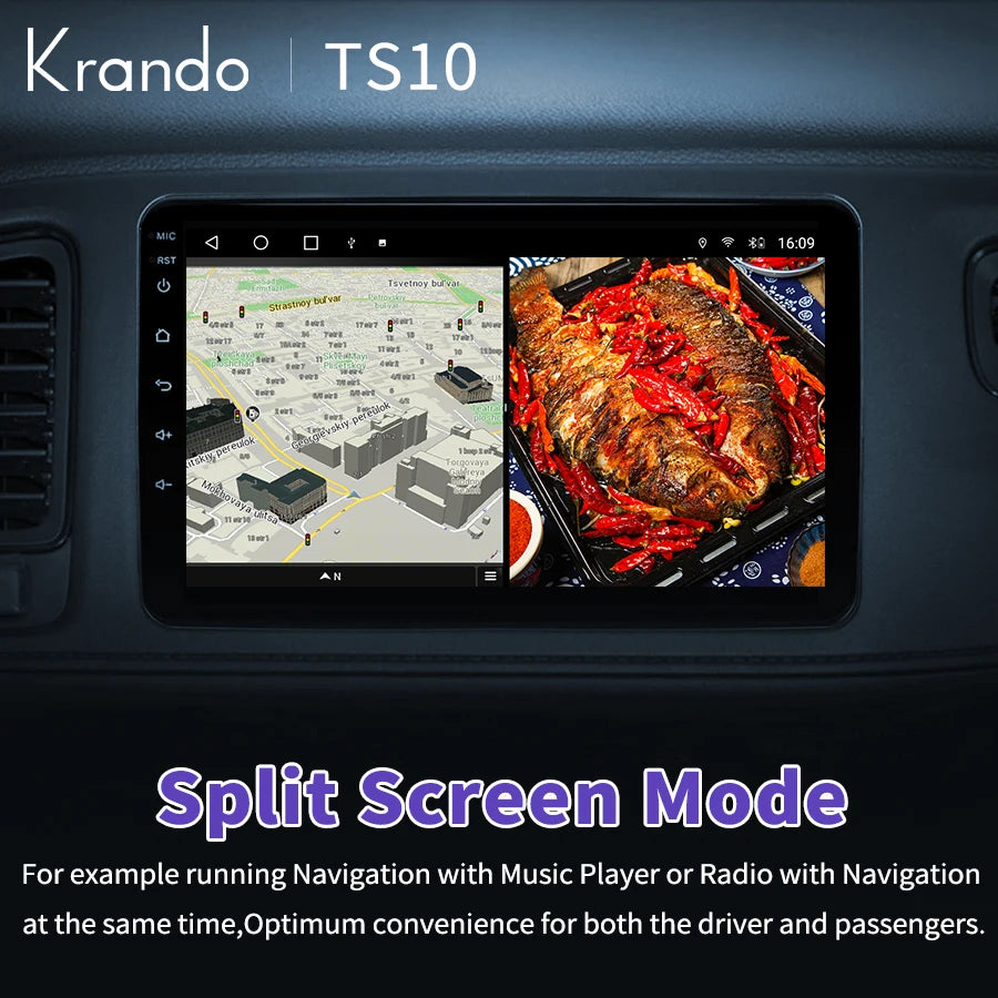 Krando 9" Car Navigation System for Honda HRV HR-V Vezal 2013 - 2019 Android Screen 4G WIFI Online Offline Map Wireless Carplay