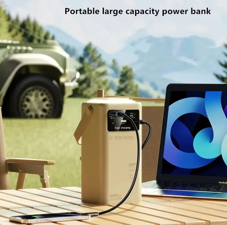 Portable Outdoor Li-Polymer Battery Power Bank 20000mah 20W Fast Charging 2 Cable LED Display Flashlight QC3.0 PD 22.5W Type-C