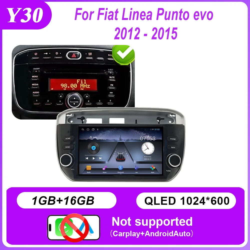 7 ''Android voiture DVD pour Fiat Linea Punto evo 2012 - 2015 Auto GPS Carplay Auto Radio stéréo lecteur multimédia Bluetooth WIFI 4G