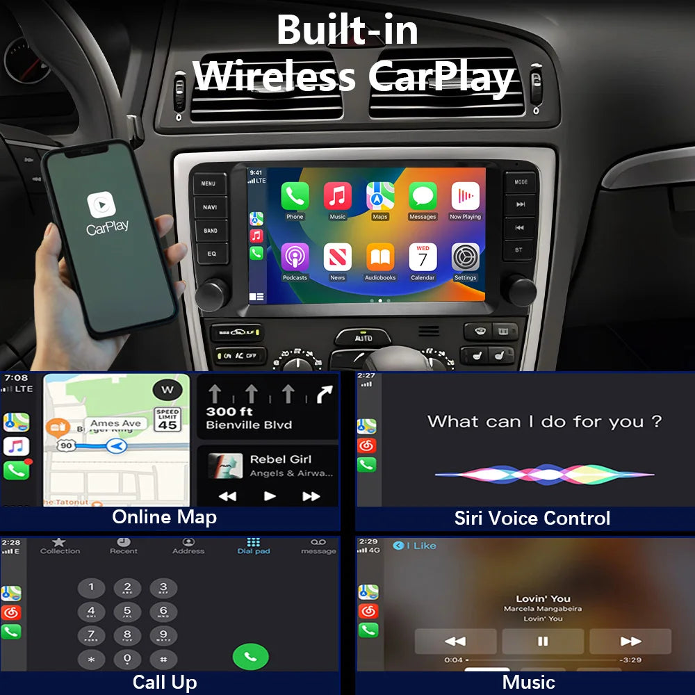 CHSTEK autoradio Carplay Android 13 pour Volvo XC70 V70 S60 S40 V40 2005 2006 2007 2008 2009 Navigation stéréo multimédia WIFI 4G