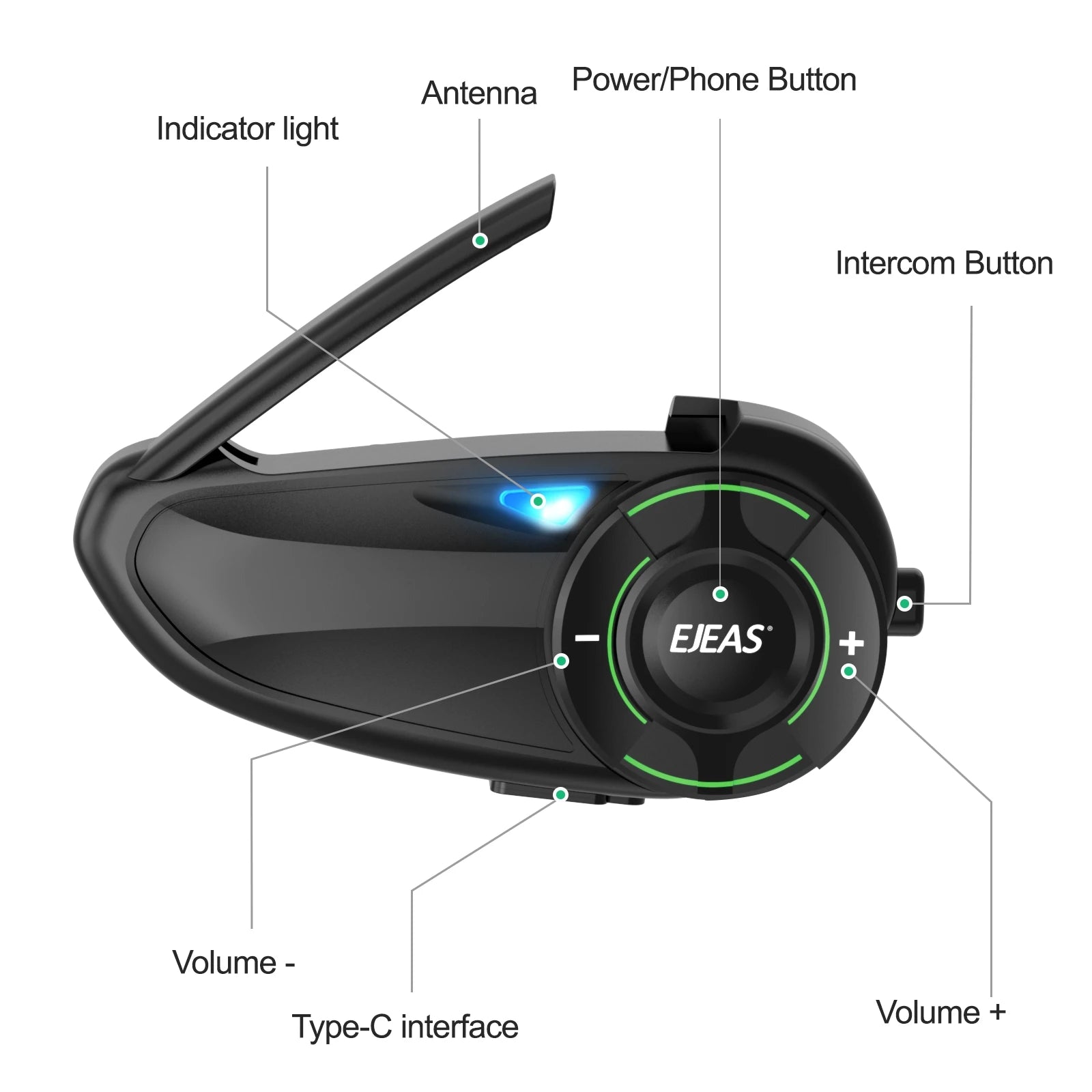 EJEAS Q8 Interphone en maille pour moto avec talkie-walkie à distance EUC Interphone Bluetooth casque pour 6 coureurs avec Bluetooth 5.1