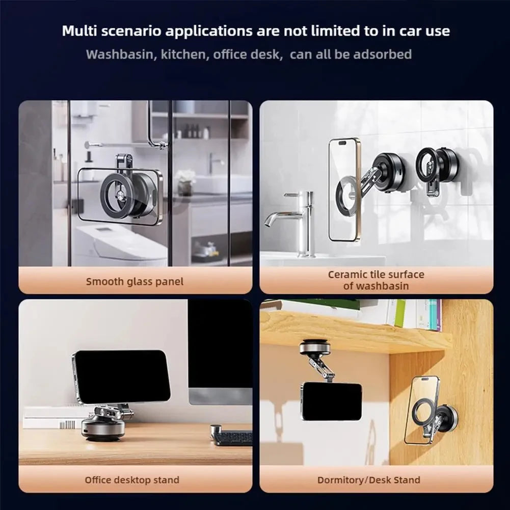 Support de téléphone magnétique pour voiture, ventouse rotative et pliable en alliage d'aluminium, support d'adsorption électrique sous vide, nouveauté 2025