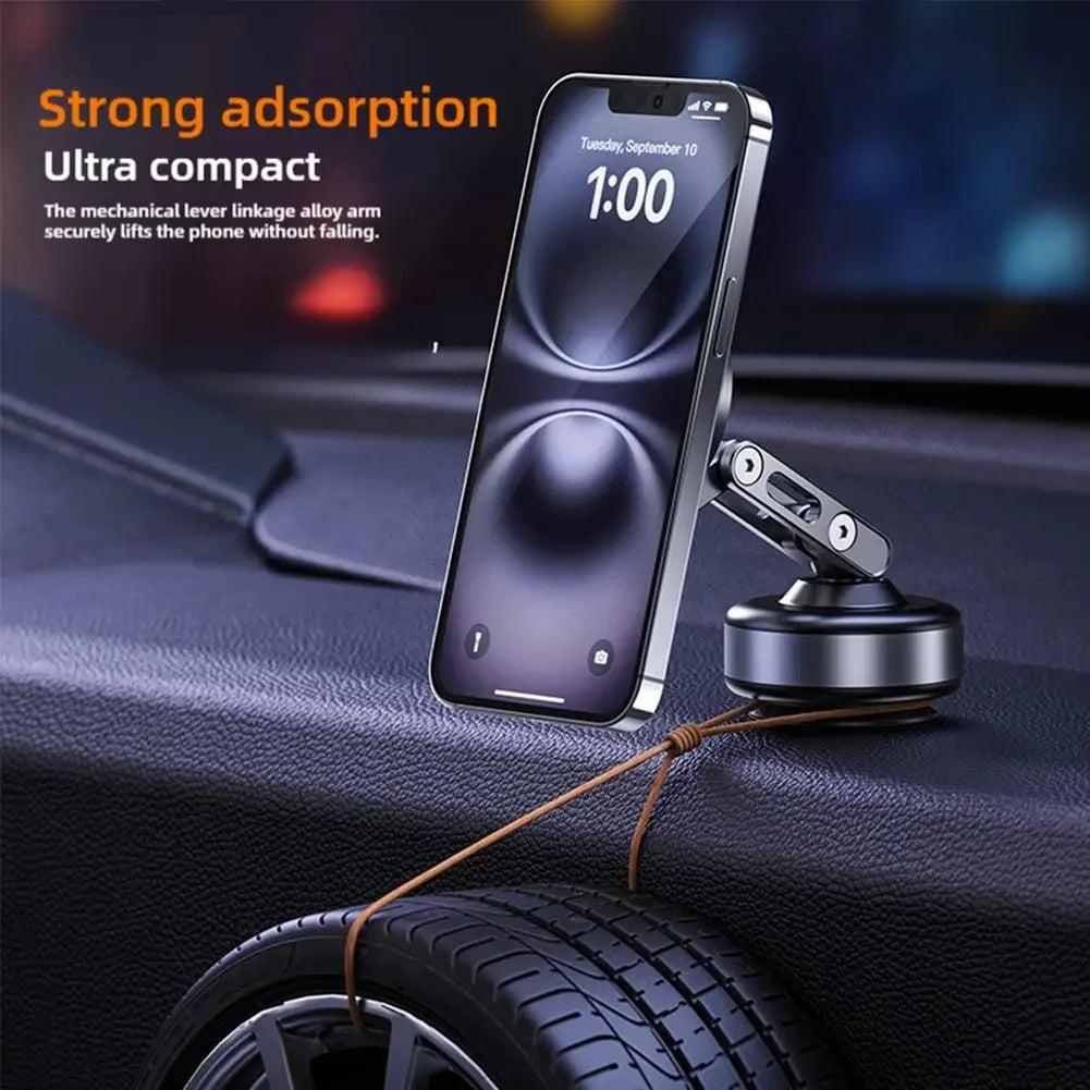 Support de téléphone magnétique pour voiture, ventouse rotative et pliable en alliage d'aluminium, support d'adsorption électrique sous vide, nouveauté 2025