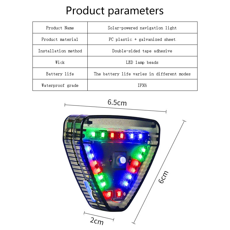 Feux de navigation solaires sans fil pour voiture, avertissement solaire anti-arrière, feux d'avion clignotants, feux de croisière pour pare-chocs arrière