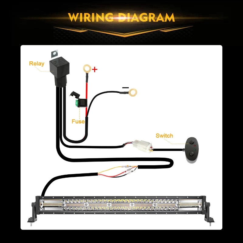 Auxbeam-Barre lumineuse de travail ChlorBeam LED avec fonction mémoire, 6 modes, 22 ", 30", 42 ", camion 514 Up, tout-terrain