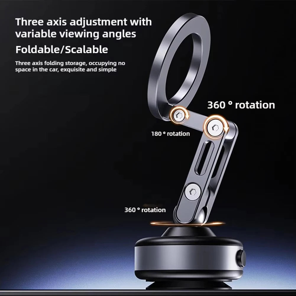 Support de téléphone magnétique pour voiture, ventouse rotative et pliable en alliage d'aluminium, support d'adsorption électrique sous vide, nouveauté 2025