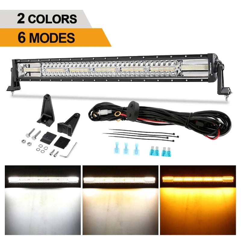 Auxbeam-Barre lumineuse de travail ChlorBeam LED avec fonction mémoire, 6 modes, 22 ", 30", 42 ", camion 514 Up, tout-terrain