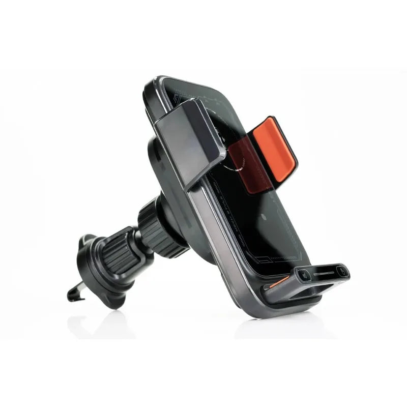 Support de téléphone pour voiture avec chargeur sans fil 15W et chargeur filaire, détection automatique, libération et rotation à une touche, certifié Qi FCC ROHS