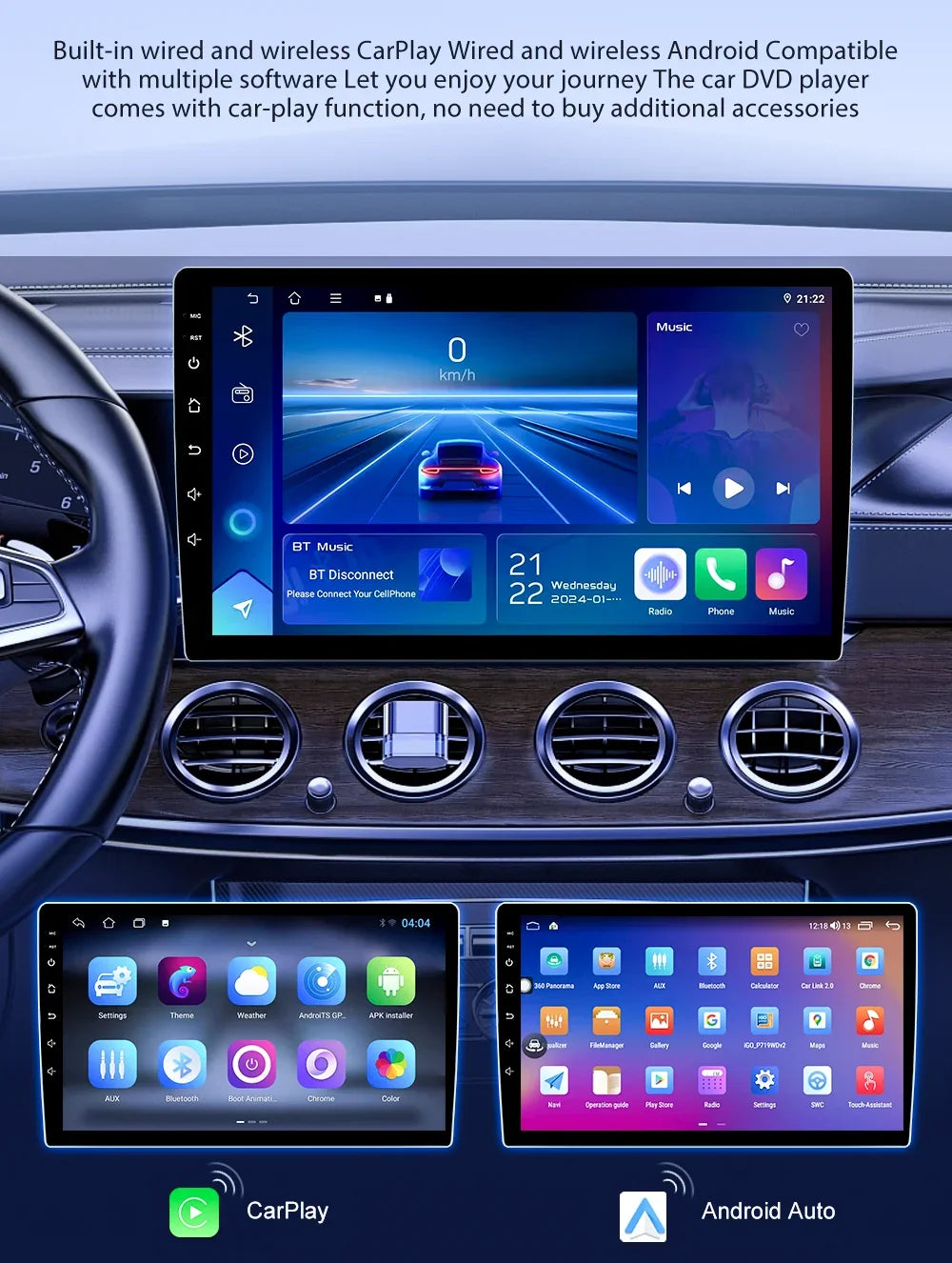 Autoradio Carplay, lecteur vidéo multimédia, WIFI + 4G DSP stéréo, pour Volvo XC70 V70 S60 2004 2005 2006 2007 2008 2009