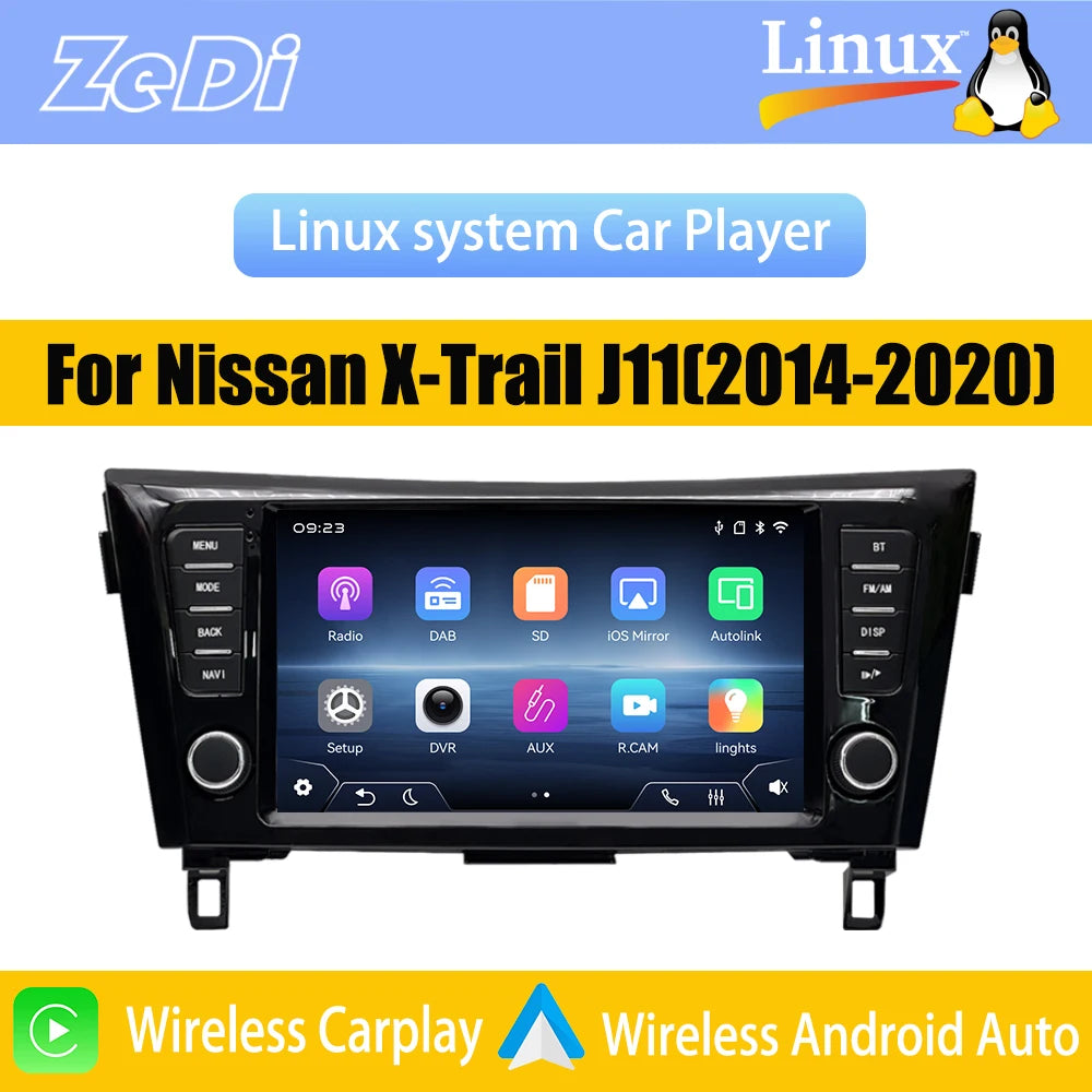 Pour Nissan X-Trail J11 Qashqai 2014 - 2020 Navi 2026 Nouveau système Linux Sans fil CarPlay FM Musique Vidéo Lecteurs multimédias Caméras