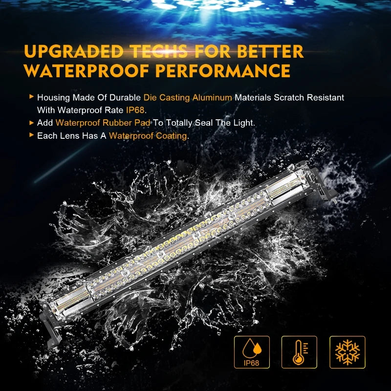 Auxbeam-Barre lumineuse de travail ChlorBeam LED avec fonction mémoire, 6 modes, 22 ", 30", 42 ", camion 514 Up, tout-terrain