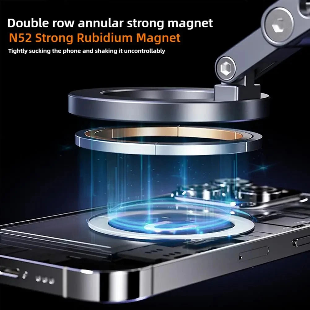 Support de téléphone magnétique pour voiture, ventouse rotative et pliable en alliage d'aluminium, support d'adsorption électrique sous vide, nouveauté 2025