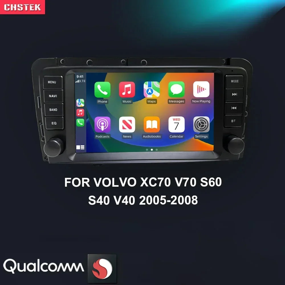 CHSTEK autoradio Carplay Android 13 pour Volvo XC70 V70 S60 S40 V40 2005 2006 2007 2008 2009 Navigation stéréo multimédia WIFI 4G