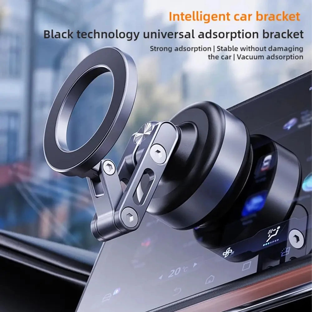 Support de téléphone magnétique pour voiture, ventouse rotative et pliable en alliage d'aluminium, support d'adsorption électrique sous vide, nouveauté 2025