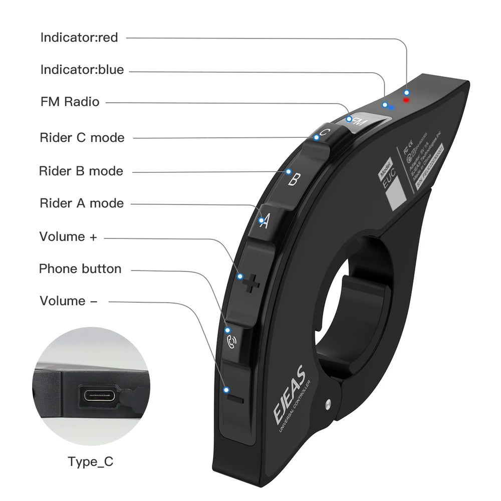 EJEAS Q8 Interphone en maille pour moto avec talkie-walkie à distance EUC Interphone Bluetooth casque pour 6 coureurs avec Bluetooth 5.1