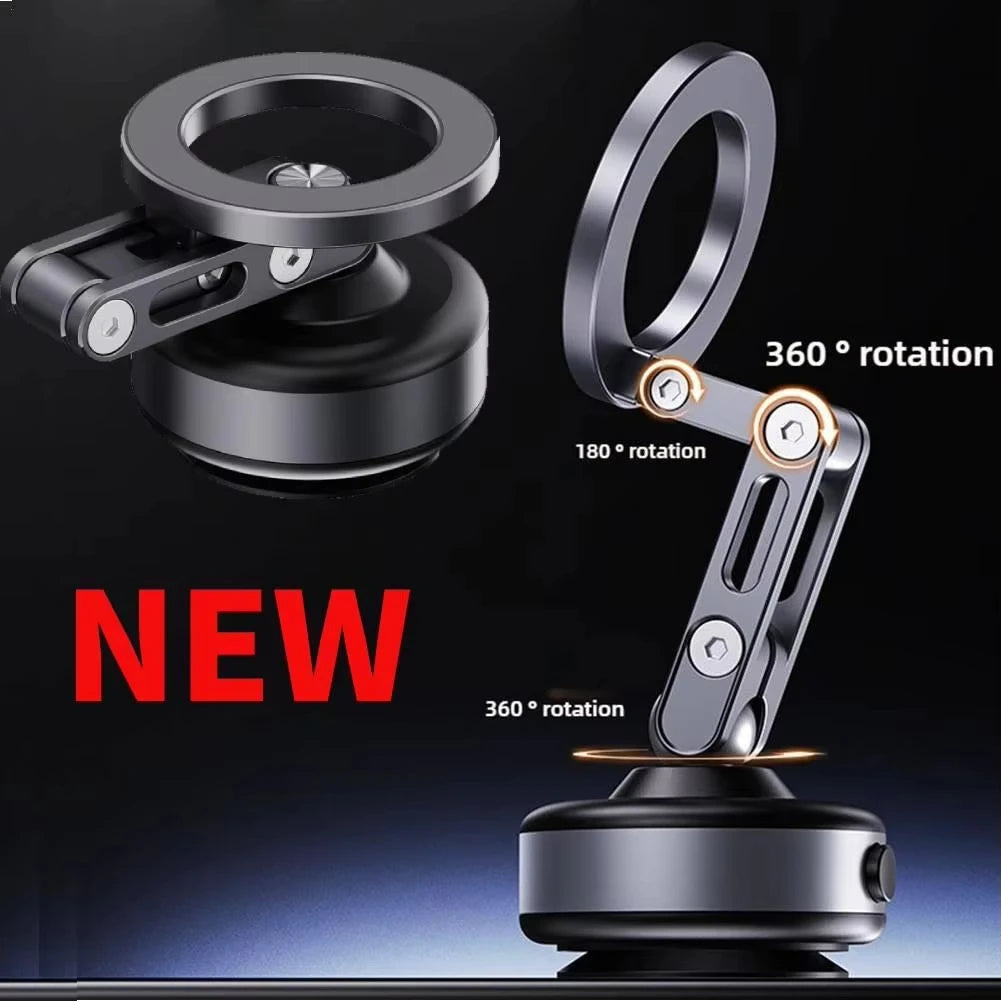 Support de téléphone magnétique pour voiture, ventouse rotative et pliable en alliage d'aluminium, support d'adsorption électrique sous vide, nouveauté 2025