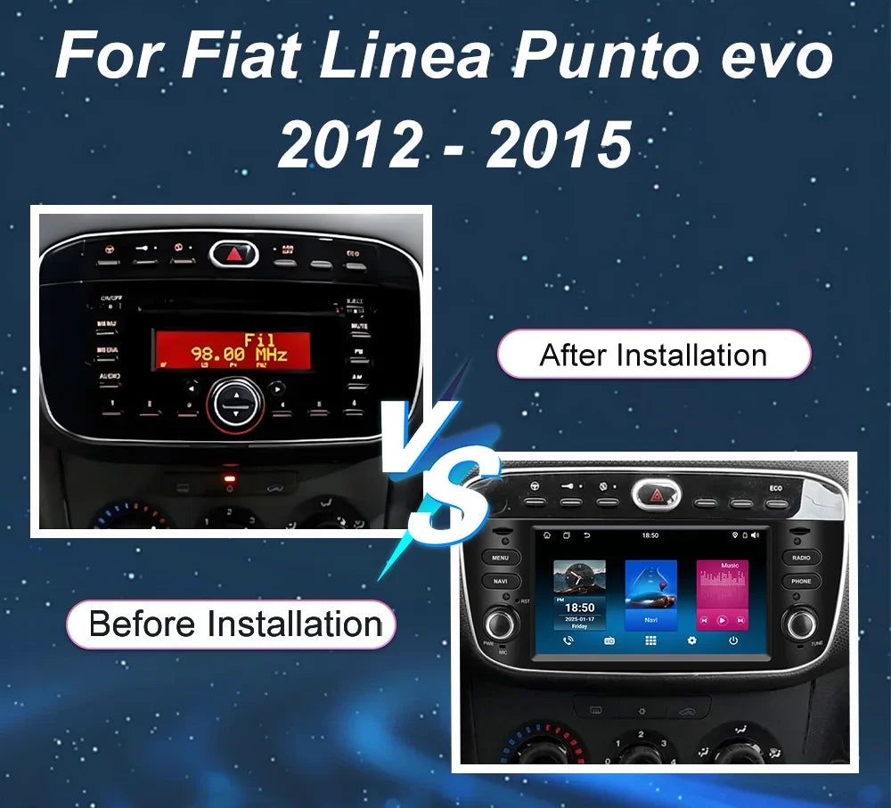 7 ''Android voiture DVD pour Fiat Linea Punto evo 2012 - 2015 Auto GPS Carplay Auto Radio stéréo lecteur multimédia Bluetooth WIFI 4G