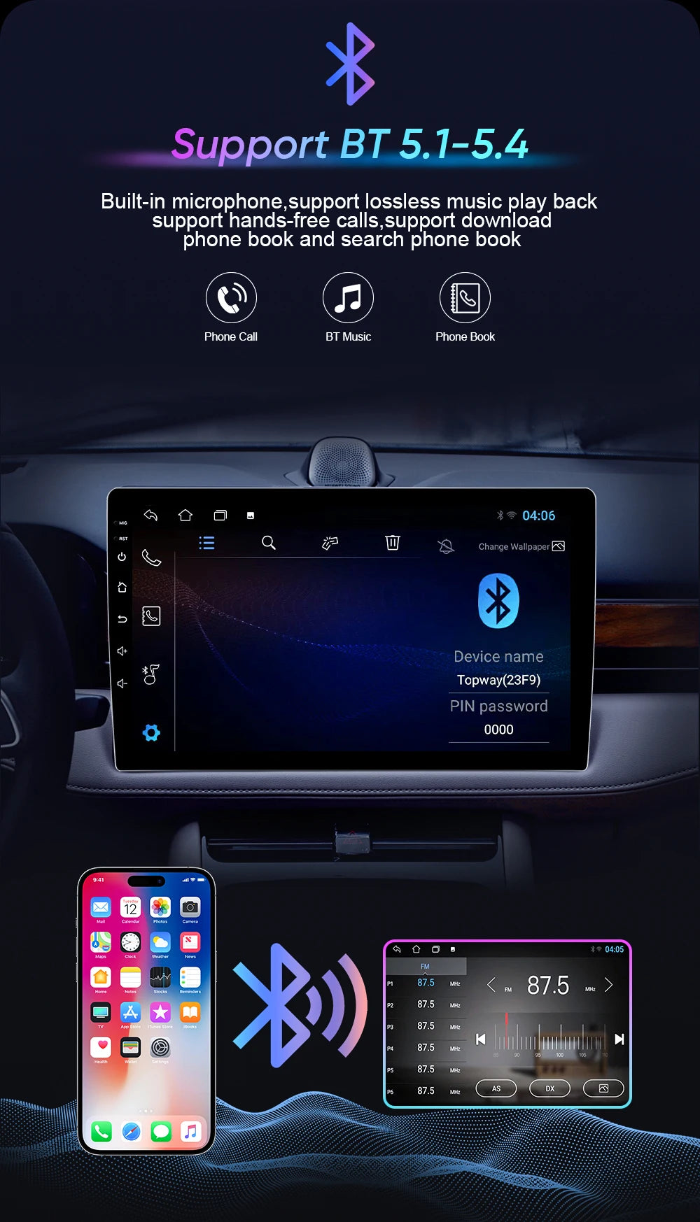 Autoradio CarPlay pour Volvo XC70 V70 S60 2000-2009, lecteur multimédia Android Auto, autoradio stéréo 8 cœurs, DSP, 5G WIFI, écran DVD